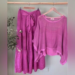 Puro Lino Italian Linen Top and Wide Leg Pants Set